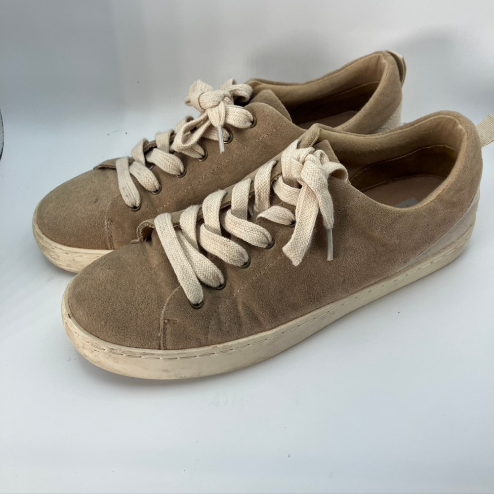 White Raven Women's Tan Suede Sneakers Casual Low Top Lace Up Size‎ 7